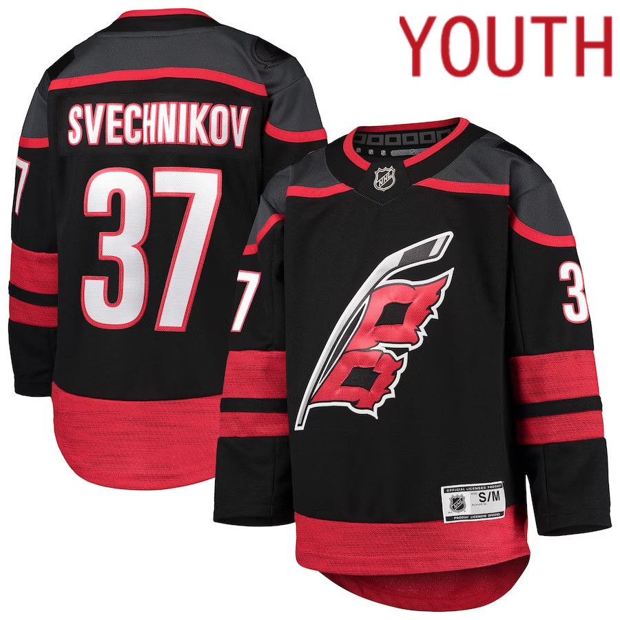 Youth Carolina Hurricanes 37 Andrei Svechnikov Black Alternate Premier Player NHL Jersey